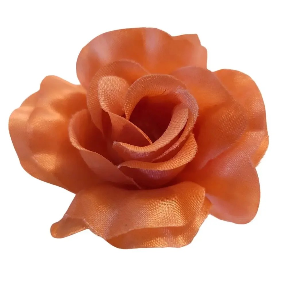 105 Peach Color Satin Rose Head Lot Open Roses Buds Stemless Wedding Craft Decor